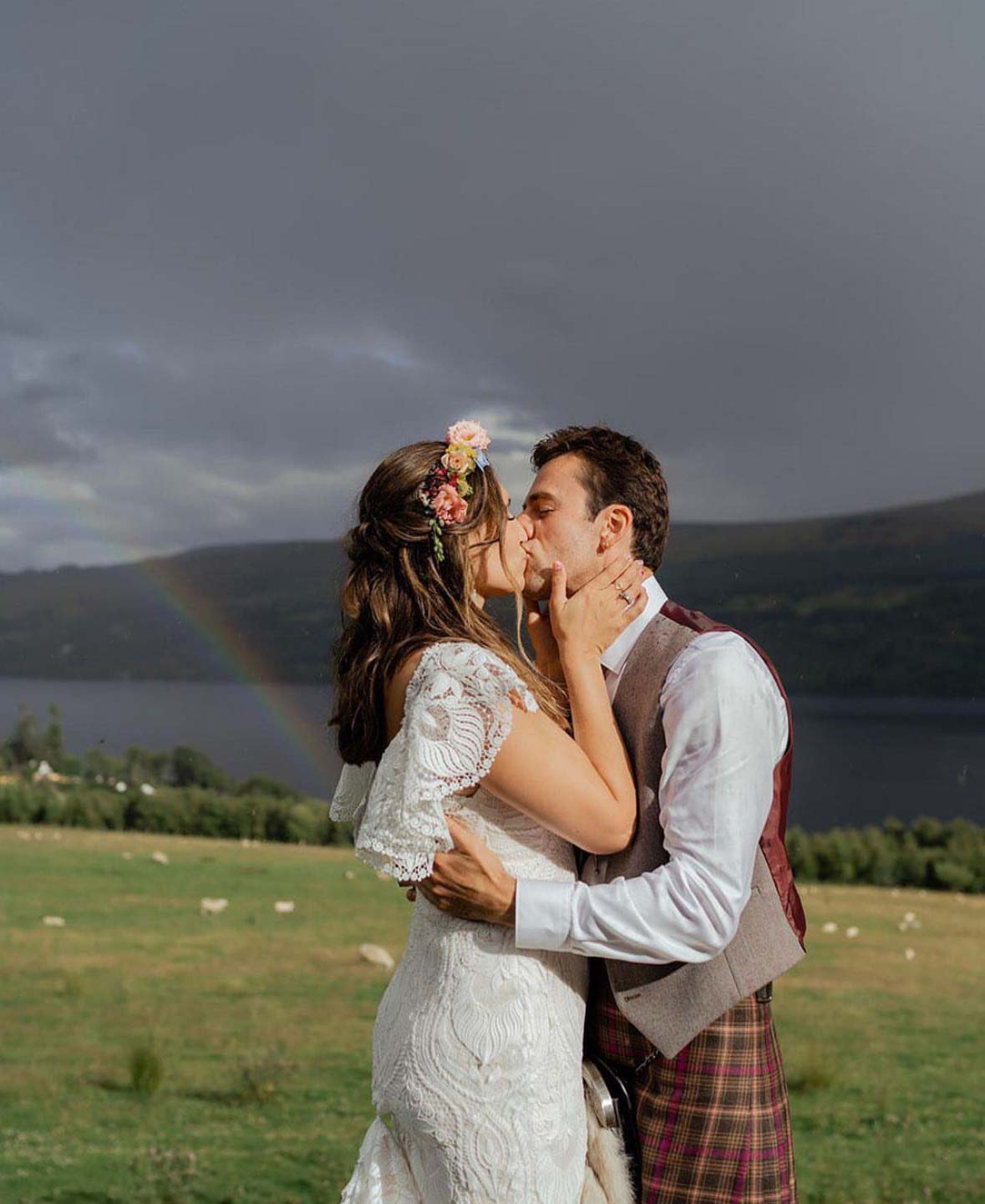 Wedding couple overlooking the epic lochside views at Boreland Loch Tay